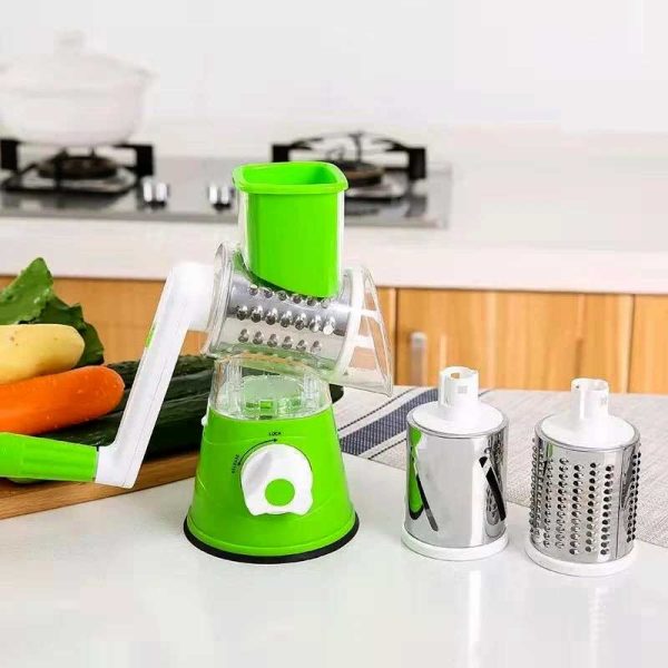 3 in 1 Manual Vegetable Cutter Slicer & Grater | Tabletop Drum Grater