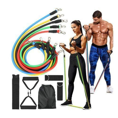 11 Pcs Fitness Resistance Bands Set - (IMPORTED)