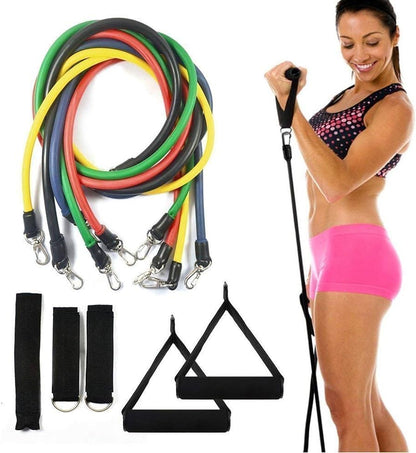 11 Pcs Fitness Resistance Bands Set - (IMPORTED)