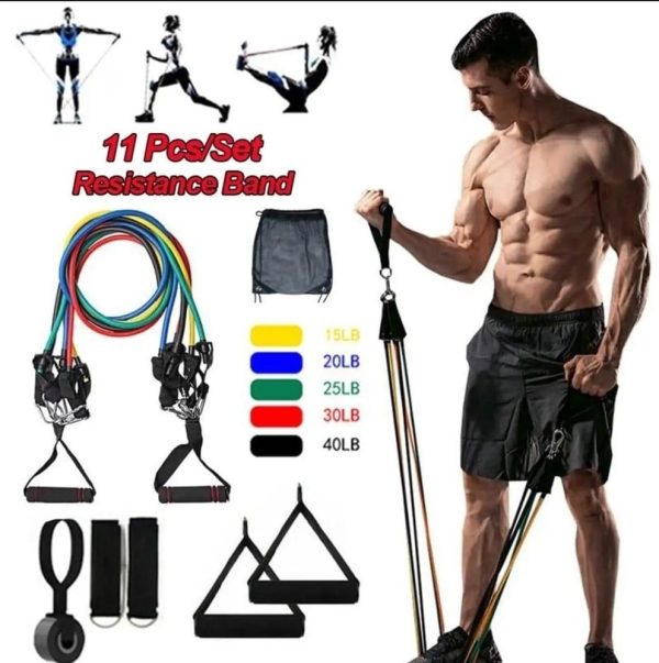 11 Pcs Fitness Resistance Bands Set - (IMPORTED)