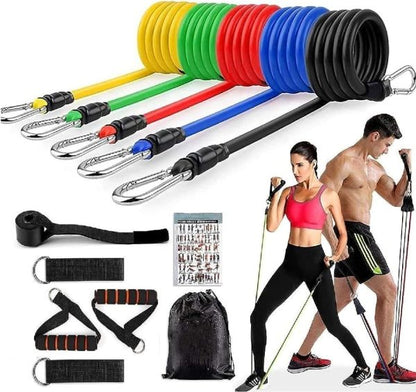11 Pcs Fitness Resistance Bands Set - (IMPORTED)