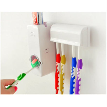 Wall Mounted Automatic Toothpaste Dispenser With Toothbrush Holder