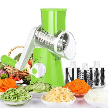 3 in 1 Manual Vegetable Cutter Slicer & Grater | Tabletop Drum Grater
