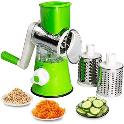 3 in 1 Manual Vegetable Cutter Slicer & Grater | Tabletop Drum Grater
