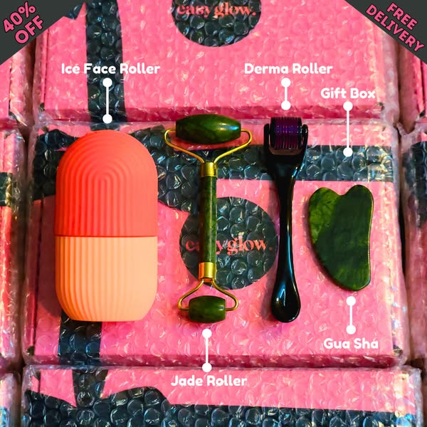 Combo pack Marble Jade Roller With STONE MARBLE | Ice Roller Facial Massage | Derma Roller [Pack of 4]