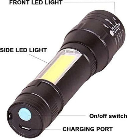 Mini LED Zoomable Flashlight – Super Bright, Waterproof & Rechargeable - (IMPORTED)