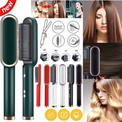 Hair Straightener Brush – Comb Style Hair Styling Tool with Adjustable Temperature (130°C - 200°C)