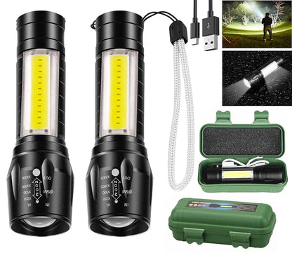 Mini LED Zoomable Flashlight – Super Bright, Waterproof & Rechargeable - (IMPORTED)