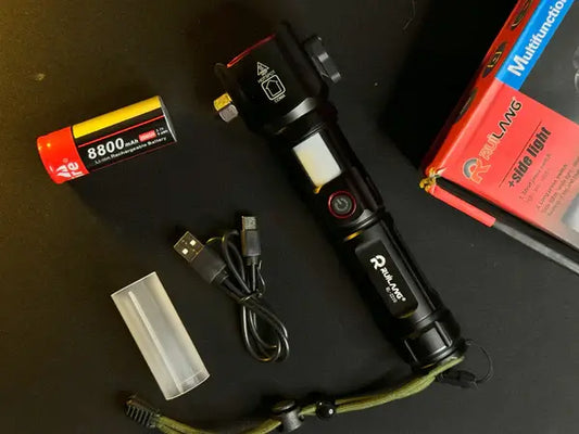Ruilang Rl-2210 Multifunctional Rechargeable Flashlight With Power Bank 8800mah 1km Light Range
