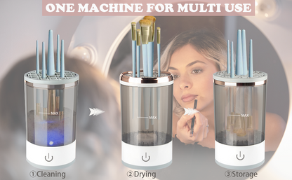 3 In 1 Electric Makeup Brush Cleaner | Brushes Drying Rack | Brush Holder Stand Tool