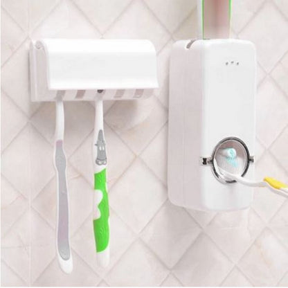 Wall Mounted Automatic Toothpaste Dispenser With Toothbrush Holder