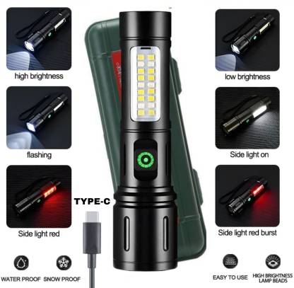 Multifunction 2-in-1 Emergency Zoomable & Waterproof Flashlight | High Power X-balong Bl-603-TG