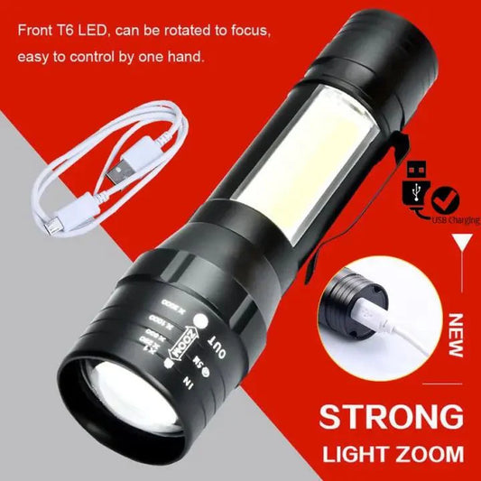 Mini LED Zoomable Flashlight – Super Bright, Waterproof & Rechargeable - (IMPORTED)